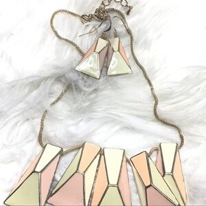 Pastel colored necklace with matching earrings.